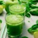 Fresh green smoothie with apples and spinach, perfect for a healthy refreshment.