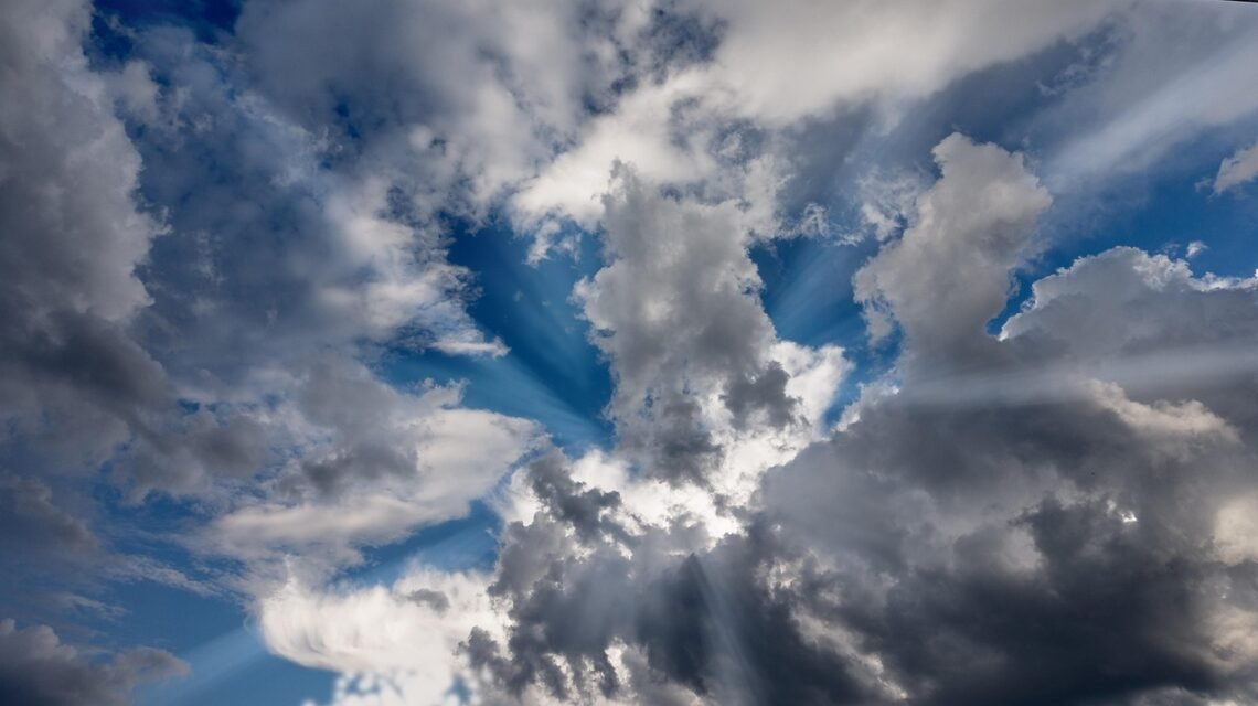 heaven, clouds, blue, nature, cloud shape, radiant, shine, sunbeams